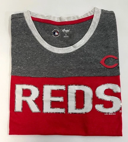 Women's' Baseball Team Cincinnati Reds Short sleeve Red/Gray Shirt Tee Cover