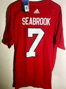 adidas NHL T-Shirt Chicago Blackhawks Brent Seabrook Red sz M - Picture 1 of 1