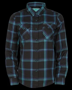 Dixxon Women's Shreddy 3.0 Medium Flannel Black, Teal & Purple New in bag w/ tag - Picture 1 of 2