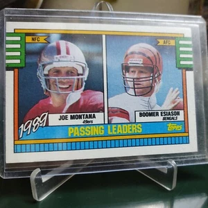 1990 Topps Football Joe Montana/Boomer Esiasion 1989 NFL Passing Leaders Card - Picture 1 of 5