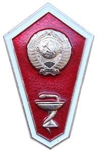Original Sowjetische UdSSR Abzeichen Pin Medizinische Universität Abschluss - Bild 1 von 2