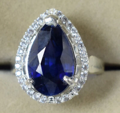 13.29 CT Naturale Zaffiro Blu Pera Gemma Anello Certificata Fantastico Raccolta - Immagine 1 di 4