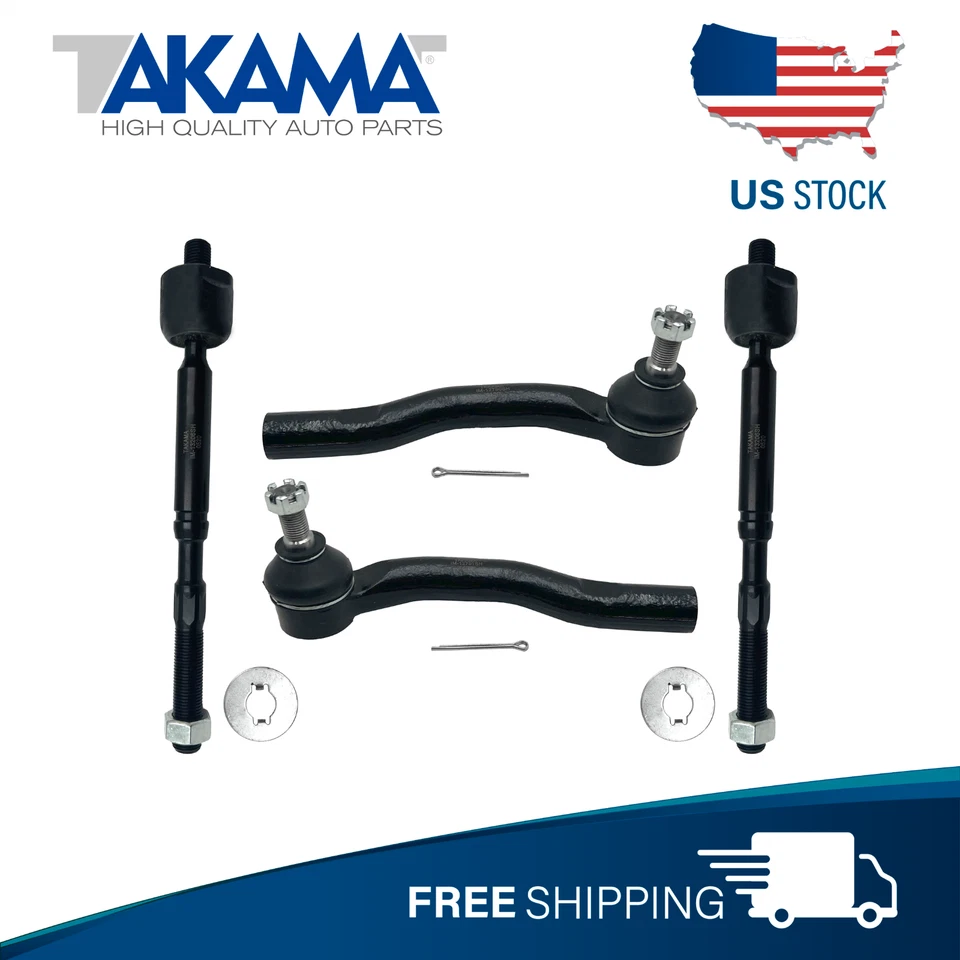 4pcs ⭐TAKAMA⭐Inner + Outer Tie Rod End For 08-15 SCION XB, IM, 17-18 COROLLA IM - Image 1 of 4