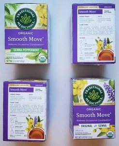 Traditional Medicinals Smooth Move Original & Peppermint Senna Tea (Lot of 4) - Picture 1 of 2