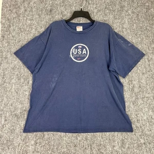 Vintage Nike Made USA Olympics Shirt Blue Distressed Logo Graphic XL 90s Street - Picture 1 of 6