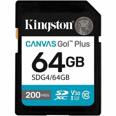 Kingston Canvas Go! Plus 64 GB Class 10/UHS-I [U3] V30 SDXC (sdg4-64gb) - Image 1 of 4