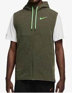 Nike Therma Fit Men’s Winterized Training Vest Fleece Army Green Size XL - Picture 1 of 9