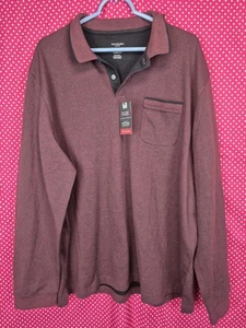 NUEVO CON ETIQUETAS Van Heusen Flex Manga Larga Polo Hombre Rojo Cabernet Calce Clásico Talla XXL - Imagen 1 de 5