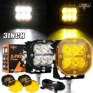 2x AUXBEAM 3" 84W LED Pods Spot Flood Combo Luces de Conducción + Cubierta Ámbar y Negra - Imagen 1 de 12