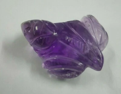 Amethyst Carving Beautiful Flower Bud With Leaf 1 Pc. 90 Cts. Natural Gemstone  - Image 1 of 4