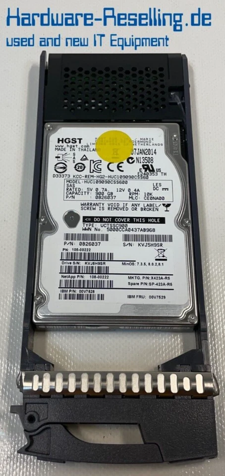 NetApp 900GB 2,5 " 10K SAS-2 6G HUC109090CSS600 108-00222 X423A-R5 00V7528 - Immagine 1 di 1