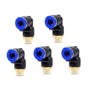 5 X Pneumatic Elbow Connector 8mm OD Tube to Male 1/8 Thread Air Push in Fitting - Picture 1 of 5