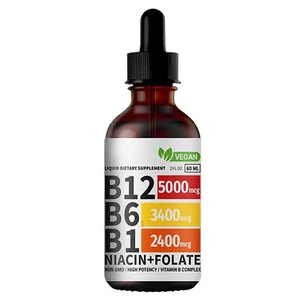 Gotas líquidas de vitamina B12 y B6, complejo sublingual de vitamina B12 - B1 - Imagen 1 de 12
