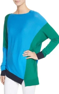 St John Colorblock Pullover Damen Größe L Blau Wolle Langarm Pulli Strick - Bild 1 von 12