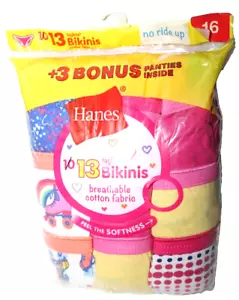 Hanes Girls 13 Pack Tagless Bikinis Underwear - Choose Your Size (14 or 16) - Picture 1 of 2