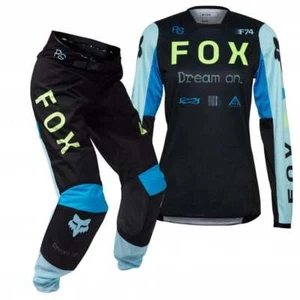 FOX Women's MX Jersey/Pant Bundle - 180 RACE-SPEC (Black/Teal/Blue UK10) - Picture 1 of 9