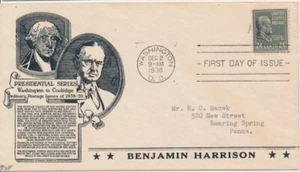 #828 Presidential Benjamin Harrison Anderson cachet First Day cover name variety - Picture 1 of 1