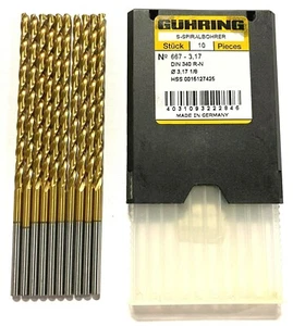 Guhring 1/8" Drill Bit HSS Tin Coated Taper Length Drills 118° Type N 10 Pack - Picture 1 of 1
