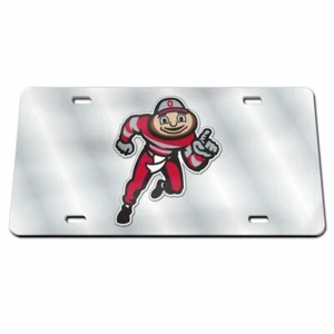 OHIO STATE BUCKEYES BRUTUS SILVER SPECIALTY ACRYLIC MIRRORED​ LICENSE PLATE NCAA - Picture 1 of 1