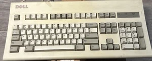 Vintage DELL Rare Old Logo Mechanical PS/2 Keyboard AT101 - Yellowed GYUM97SK - Picture 1 of 18