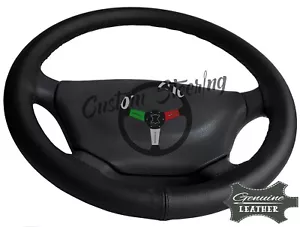 FOR LAND ROVER DISCOVERY I 1989-1998 REAL BLACK LEATHER STEERING WHEEL COVER - Picture 1 of 13