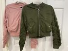 Bershka Pink And Green  Bomber Jackets Satin Lined. Size S Free Shipping!!