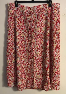 vtg Sag Harbor Boho Floral Rayon Skirt Sz 26W Multicolor A-Line Button Front - Picture 1 of 10