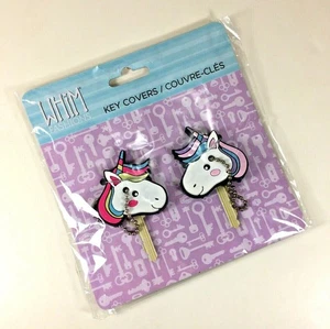 Whim Fashions UNICORNIO LLAVERO CUBIERTAS Llavero Arco Iris KAWAII Rosa Azul Púrpura CONJUNTO - Imagen 1 de 3