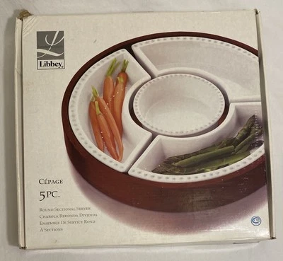 Libbey Server Cepage 5pc Round Sectional Server ~ NEW ~ NIB - Image 1 of 4