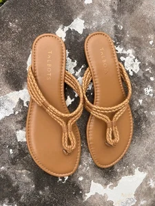 Sandalias de Tanga TALBOTS Cece Tostadas Trenzadas para Mujer Talla 8M Ropa de Resort Vacaciones NUEVAS - Imagen 1 de 9