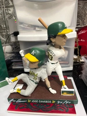 Oakland A's Jose Canseco Signed Multi Stat W/ A's HOF 40/40 BobbleHead JSA Auto - Image 1 of 4