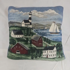 Sofá Riverdale Americana almohada faro granja barcos puerto 16X16 EE. UU. - Imagen 1 de 5