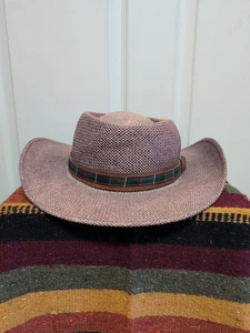 Verano Stetson de colección. Sombrero Talla 71/4 Púrpura Desteñido Hombre/Mujer Cuadros  - Imagen 1 de 8