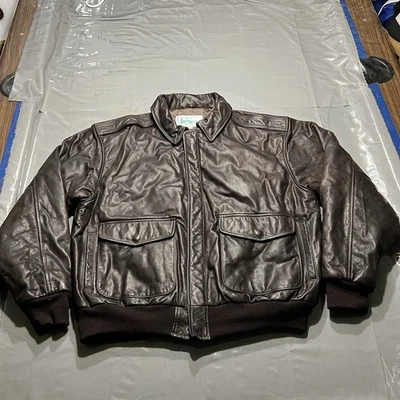 Chaqueta de bombardero de vuelo de cuero marrón grande A2 Golden Bear de colección hecha en EE. UU. Foto 1 de 4