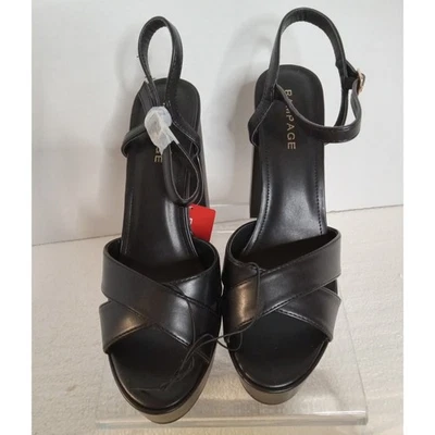 Tacones de plataforma Rampage talla 9 negros cruzados correa de tobillo hebilla gótico caprichoso Foto 1 de 4