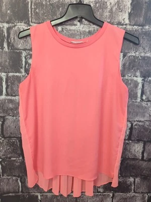 Camiseta sin mangas TAHARI para mujer talla L sin mangas plisada albaricoque melón rosa [VV37] Foto 1 de 4