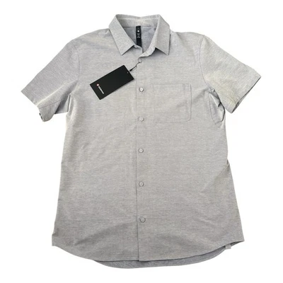 Lululemon 男式 Commission 衬衫 L 码短袖牛津纽扣前蓝色 — 第 1/4 张图片