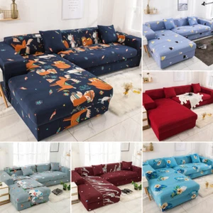 1-4 Seater L-Shape Sectional Stretch Sofa Covers Slipcovers Armchair Couch Cover - Picture 1 of 113
