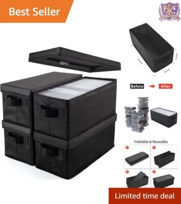 Elegante Pack de 4 Cajas de Almacenamiento de CD - 165 Capacidad de Disco, Negro Diseño Duradero Foto 1 de 4