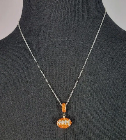 Florida Gators Football Orange And Clear Rhinestone Pendant Silver Chain 20 in Cover