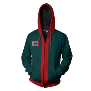 Autumn Winter Men'S Anime Green Hooded Sweatshirt Halloween Miles Morales Cospla - Picture 1 of 13
