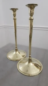 Pair c.1920s NASHUA BRASS Co. 13.5" ARTS & CRAFTS Turned Brass Candlesticks - Picture 1 of 13
