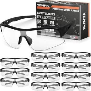 12 Safety CLEAR Glasses ANSI Z87.1 Work Scratch Resistant Anti Fog UV Protection - Picture 1 of 12