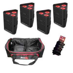 Chauvet DJ Set of 4 EZLink Wedge Q3BT ILS with Carry Bag + Cable Wraps - Picture 1 of 7