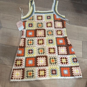 DRESS UP NEW IN M/L WOMENS CROCHET BOHO TANK DRESS NEW - Picture 1 of 9