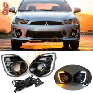 LED DRL Daytime Running Lights Fog Lamps k Fit For Mitsubishi Lancer 2016-2018 - Picture 1 of 8