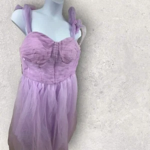 Purple fairy style dress w/ lace up back, chest 24" length 49" wedding dress NWT - Picture 1 of 16