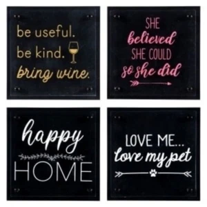 DECORATIVE BLOCK ART - Desk Plaque - Four (4) different DESIGNS - Picture 1 of 4