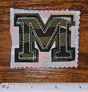 Letter M Camo Camouflage Embroidered Craft Patch - Picture 1 of 1
