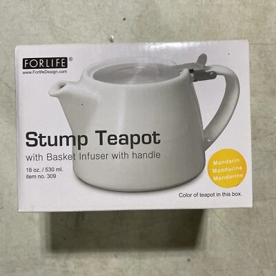 FORLIFE Stump Teapot Mandarin Color with SLS Lid and Infuser 18-Ounce Teapot - Image 1 of 4